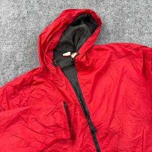 Roaman's Windbreaker Jacket Large Red Fleece Lined Hooded Full Zip Flaw Men's